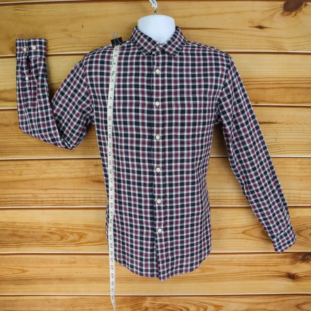 Banana Republic Button Up Shirt Mens S Multicolor Plaid 100% Cotton Standard Fit